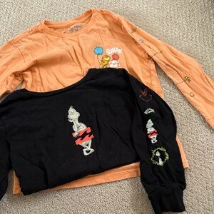 Dr. Seuss Kids Long Sleeve Tees - Black and Orange